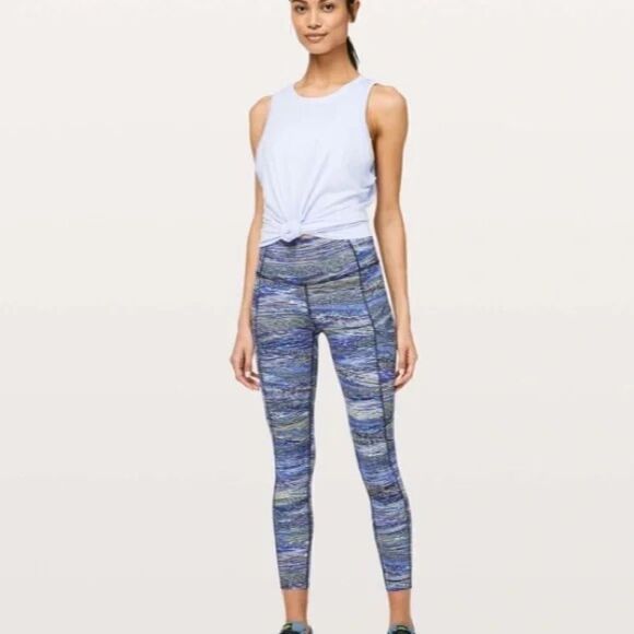 LULULEMON Fast and Free Tight II Interconnect Blue Multi Size 2 C34 - Picture 7 of 14